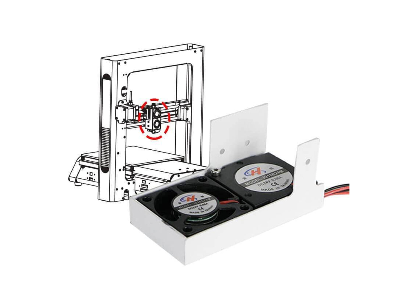 JGMaker A5S 3D 3010 DC 24V Extruder Fan and Part Fan