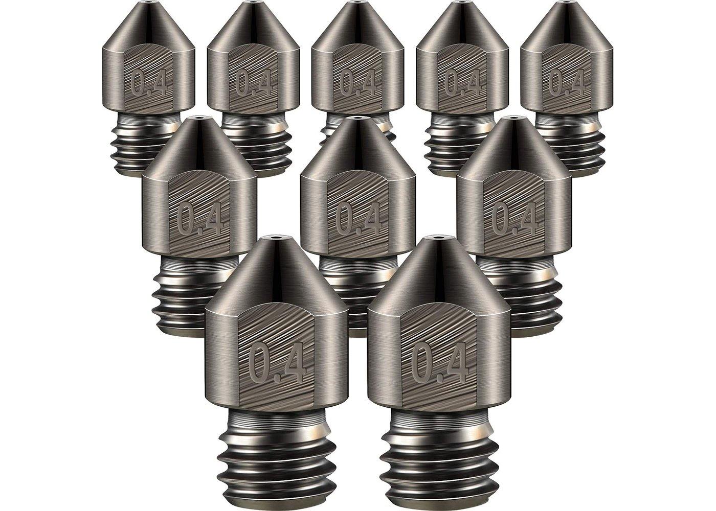Hardened Stainless Steel with Tungsten MK8 Nozzles * 10 - JGMaker3D