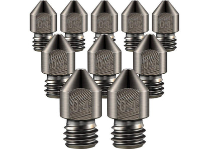 Hardened Stainless Steel with Tungsten MK8 Nozzles * 10 - JGMaker3D