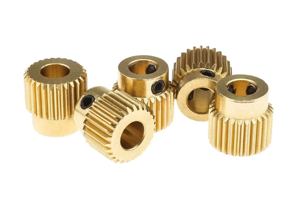 Brass Extruder Gear: 5mm Bore, 26 Teeth for 3D Printer – 5 Pack