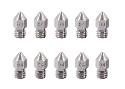 Hardened Stainless Steel with Tungsten MK8 Nozzles * 10 - JGMaker3D