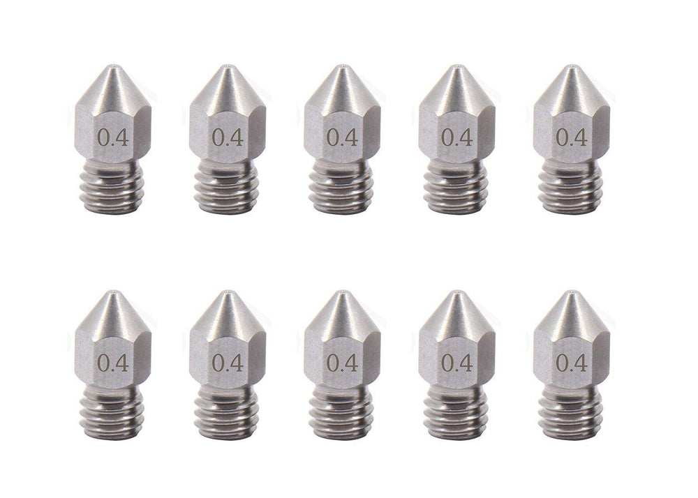 Hardened Stainless Steel with Tungsten MK8 Nozzles * 10 - JGMaker3D